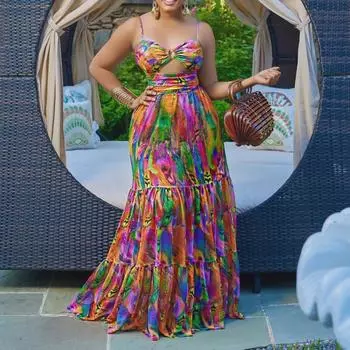 Женское длинное платье без рукавов с открытой спиной в европейском и американском стиле XXXL фиолетовый