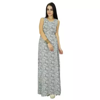 Женское длинное платье Bimba без рукавов с принтом из вискозы Summer Beach Long Maxi 10 чёрный