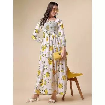 Женское длинное платье из крепа с цветочным принтом Sheetal Associates XS