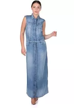 Женское длинное платье на пуговицах