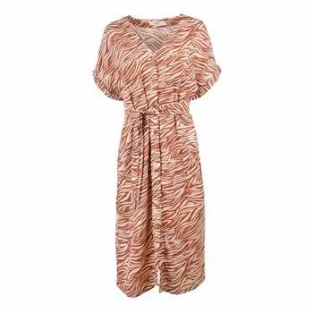 Женское длинное платье с короткими рукавами и принтом под зебру с поясом DEELUXE 74