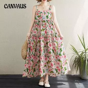 Женское длинное платье с принтом больших размеров, свободное платье с лямкой на шее, большое распашное платье для торта One Size