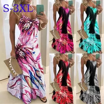 Женское длинное платье с v-образным вырезом и бретельками большого размера для женщин XL красный