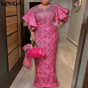 Женское длинное платье трапециевидной формы с длинным рукавом и принтом большого размера с круглым вырезом и талией 5XL оранжевый