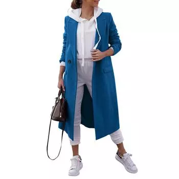 Женское длинное шерстяное пальто-кардиган S жёлтый