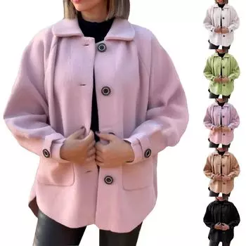 Женское длинное шерстяное женское пальто с завязками на талии и двойной пряжкой L чёрный