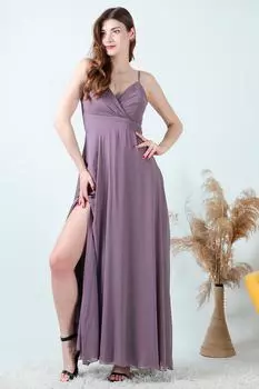 Женское длинное шифоновое вечернее платье с веревочным ремнем