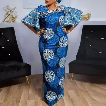 Женское длинное свободное платье большого размера с нестандартным воротником и коротким рукавом с принтом M ярко-розовый