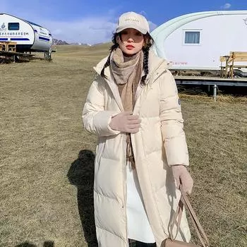 Женское длинное теплое пальто до колена, зимняя утолщенная теплая куртка с капюшоном M