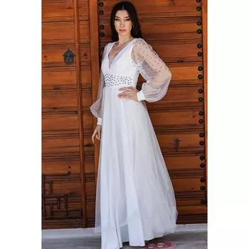 Женское длинное вечернее платье из фатина