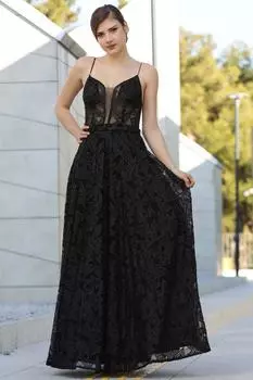 Женское длинное вечернее платье с пайетками