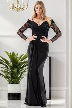 Женское длинное вечернее платье с пайетками