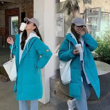 Женское длинное зимнее короткое пальто из двух предметов с капюшоном и большим карманом, куртка-пуховик с хлопковой подкладкой, теплая верхняя одежда, пальто 7 цветов M чёрный