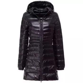 Женское длинное зимнее теплое пальто, женская ультралегкая белая куртка на утином пуху с сумкой, женские куртки S