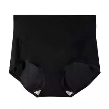 Женское дышащее тонкое хлопковое нижнее белье из ледяного шелка, антибактериальные невидимые треугольные шорты с высокой талией и подъемом бедер M чёрный