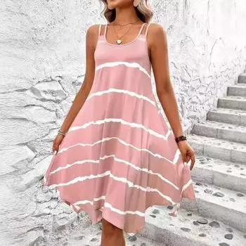 Женское европейское и американское INS Sweet Stripe праздничное платье на бретельках для девочек S розовый