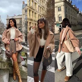 Женское европейское и объединенное темпераментное однотонное утолщенное пальто с воротником и длинным рукавом, однобортное свободное шерстяное пальто для женщин, модное элегантное повседневное пальто