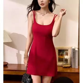 Женское фиксированное цельное бюстье, платье-халтер, летний темперамент, новинка, приталенное, сексуальное, горячая девушка, короткая юбка S
