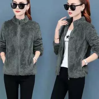 Женское флисовое пальто, зимняя теплая утепленная куртка, двусторонняя одежда, двусторонние бархатные пальто из кораллового флиса, куртки из флиса L белый