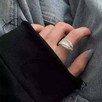 Женское геометрическое кольцо, полое линейное матовое сплошное цветное ретро-кольцо, регулируемое открывающееся кольцо, женское ювелирное изделие для вечеринки, повседневной носки серебряный