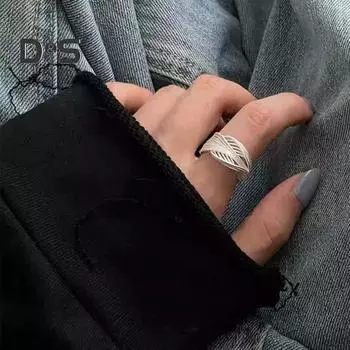 Женское геометрическое кольцо, полое линейное матовое сплошное цветное ретро-кольцо, регулируемое открывающееся кольцо, женское ювелирное изделие для вечеринки, повседневной носки серебряный