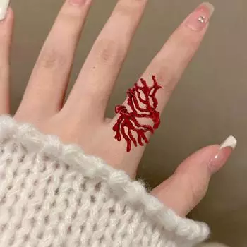 Женское гладкое кольцо, преувеличенный хмельной стиль, коралловый браслет для женщин, регулируемый запястье, ювелирные изделия для вечеринки, гладкое сплавное женское кольцо красный
