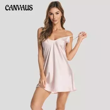 Женское глубокое V-образное имитация шелка сексуальное нижнее белье весна-лето ледяной шелк мода для отдыха домашняя одежда пижамы ночные рубашки с бретельками через шею M