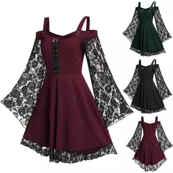 Женское готическое облегающее вечернее платье с длинными рукавами и талией