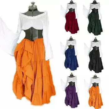 Женское готическое платье длиной до пола, длинное платье в стиле ретро для косплея S жёлтый