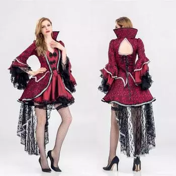 Женское готическое платье ведьмы, платье королевы вампиров для косплея «Хвост феи», готический костюм с длинным рукавом, сценическая одежда, карнавал на Хэллоуин, роскошь xl