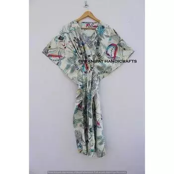 Женское хлопковое белое летнее ночное белье, пляжное платье с принтом обезьяны, длинное платье-кафтан CKFTN-SCRN-FULL-BUYIT-124