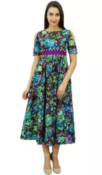 Женское хлопковое длинное платье Bimba с открытыми плечами и помпонами Chic Trendy 10