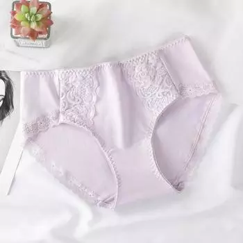 Женское хлопковое дышащее нижнее белье, бесшовное и удобное антибактериальное и простое кружевное сексуальное нижнее белье большого размера M фиолетовый