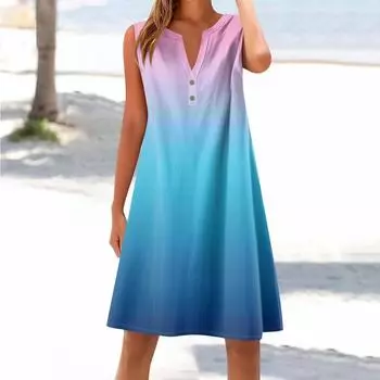 Женское хлопковое и льняное платье, летнее, без рукавов, удобное, для путешествий, пляжное, модное, весенне-летняя одежда для отдыха L синий