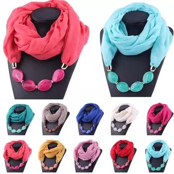 Женское хлопковое льняное ожерелье с подвеской в этническом стиле, мягкое ожерелье, шарф 180x48