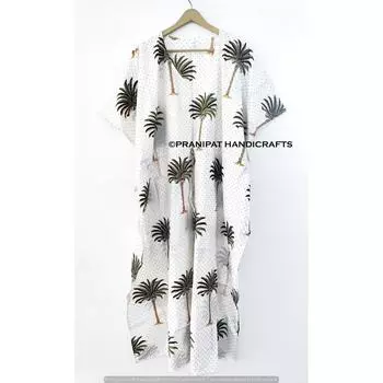Женское хлопковое летнее ночное платье в стиле хиппи с принтом пальмы, длинное платье-кафтан CKFTN-SCRN-FULL-BUYIT-103