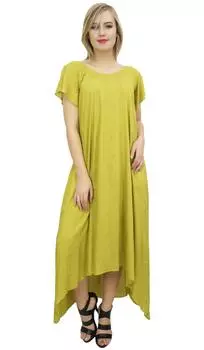 Женское хлопковое летнее платье с карманами и асимметричным подолом Bimba с шарфом 10 оливковое зеленый