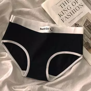 Женское хлопковое нижнее белье, эластичные трусы с высокой талией, мягкие трусы, женские трусики с полным покрытием S чёрный
