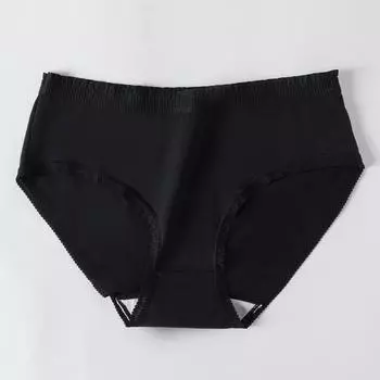 Женское хлопковое нижнее белье, летние сексуальные кружевные удобные антибактериальные дышащие физиологические брюки, стильные трусы для девочек L чёрный