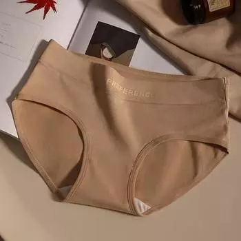 Женское хлопковое нижнее белье с высокой талией, антибактериальные дышащие трусы на все сезоны M абрикосовый