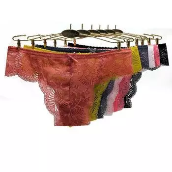 Женское хлопковое нижнее белье, сексуальные кружевные трусы, прозрачные трусики-бикини, трусы, нижнее белье, 6 шт./компл. M