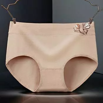 Женское хлопковое нижнее белье со средней талией, эластичные трусы с принтом, большие размеры, дышащее и минималистское женское нижнее белье L озеро синий