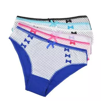 Женское хлопковое нижнее белье, трусики для девочек, сексуальные женские трусы, нижнее белье в горошек с милым бантом, 6 шт./лот M