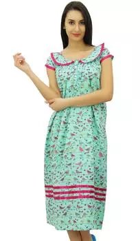 Женское хлопковое ночное белье с принтом Bimba, одежда для сна для кормящих мам, одежда для сна Baby Shower 10 мятный зеленый