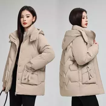 Женское хлопковое пальто, модное, свободное и облегающее, удобное в носке, толстое и теплое хлопковое пальто M чёрный