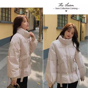 Женское хлопковое пальто-пуховик, зимняя куртка, женская версия средней длины, парки, свободная толстая верхняя одежда, универсальное пальто S чёрный