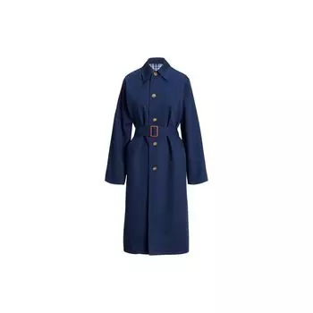 Женское хлопковое пальто средней длины однотонное двустороннее Polo Ralph Lauren Синее WMPOOTWN2820224-999 L