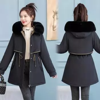 Женское хлопковое пальто средней длины Parker на осень и зиму со съемной подкладкой, куртка с хлопковой подкладкой, утепленное пальто L хаки