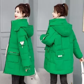 Женское хлопковое пальто зимнее утолщенное студенческое модное хлопковое стеганое пальто теплое женское пальто прилив XXXL чёрный