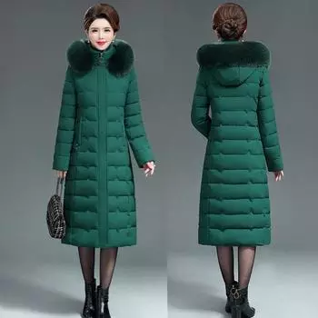 Женское хлопковое пальто, зимняя длинная теплая стеганая хлопковая куртка, женская повседневная парка с капюшоном, пальто 6XL XXXXXL чёрный